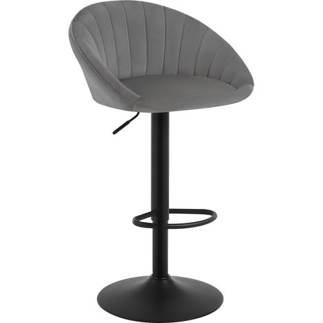 WOLTU Juego de 1 taburetes de bar de terciopelo, sillas de bar giratorias ajustables, gris oscuro