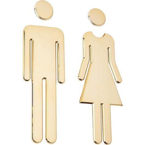 Panneau de porte de toilettes autocollant (doré) pour dames et messieurs, panneaux de porte de salle de bain pour maison, hôtel, bureau, magasin, parking, restaurant (1/5)