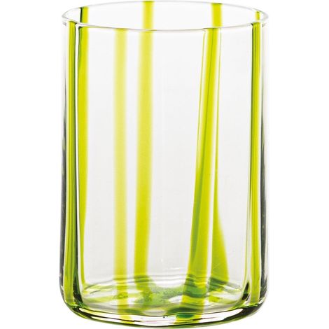 Zafferano Set De 6 Tumblers Tirache En Verre Coloré Fabriqué À La Main, Ton Vert Pomme, Design Élégant Avec Lignes En Relief Pour Tables Raffinées (1/4)