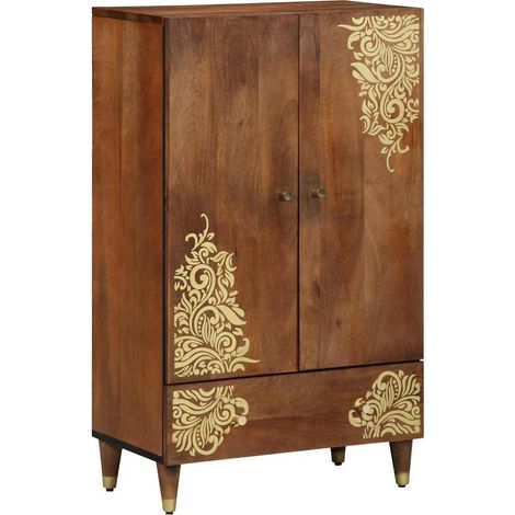 Haut Armoire-Meuble de rangement Marron 60 x 33,5 x 100 cm Bois de manguier massif 193262 (1/5)