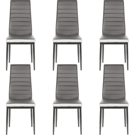 Lot de 6 Chaises de Salle à manger ou de cuisine Design Gris chaises de cuisine (1/5)
