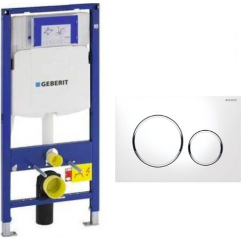Pack bâti support WC Geberit DuoFix 320 – Plaque de commande Sigma 20 blanc chrome – SETUP320PRO5 – Installation mur porteur