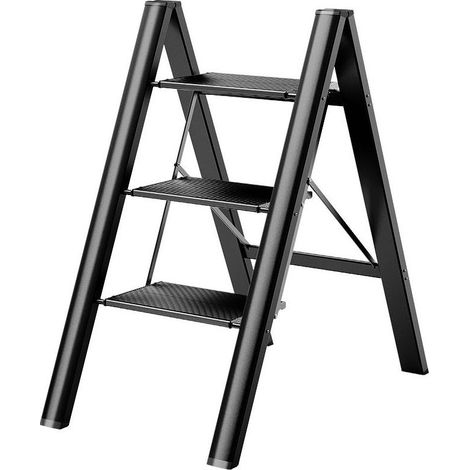 Échelle pliante 3 marches en aluminium léger avec marches antidérapantes, porte-charge 150 kg, pour usage domestique (1/5)