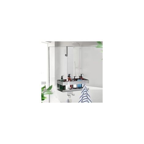 SUS304 Etagere Douche à Suspendre, Acier Inoxydable Etagère de Douche Avec Crochets,étagère de Douche Suspendue en Verre Pour Salle de Douche Nickel Brossé