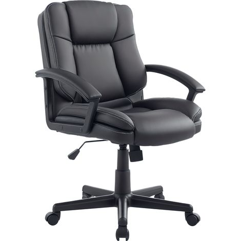 Vinsetto Swivel Executive Office Chair Mid Back PU Leather Chair w/ Arm Black