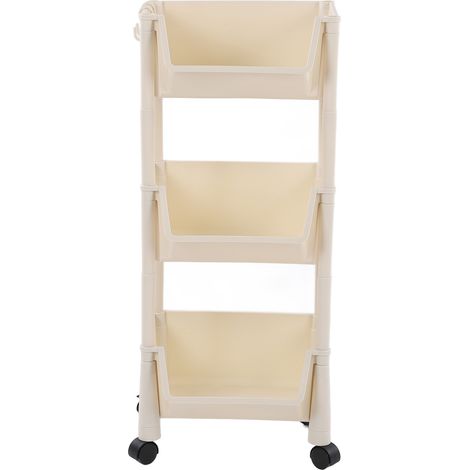 Organisateur de rangement roulant compact, grande capacité, chariot utilitaire mobile, étagères de rangement mobiles avec roulettes verrouillables, 3 niveaux, sans couvercle (1/5)