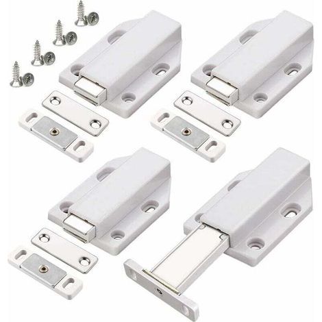 Push to Open 4 Pièces Push Open Poussoir Porte Placard Aimant Fermeture pour Armoire Tiroir Systeme Loquet Magnetique Verrou Poussoir Porte Amortisseur Pour La Porte de Placard (1/5)