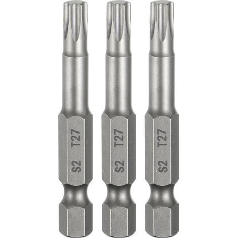 3 Pièces Embout Tournevis Torx T27 Tige Hexagonale 1/4" Acier S2 (1/5)