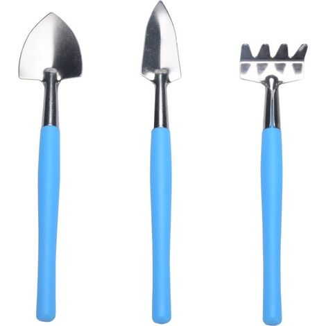 Minijuego de herramientas de jardinería - Herramientas para plantas en maceta - Cuidado de plantas - Mango antideslizante - 22 cm - Azul (1/5)