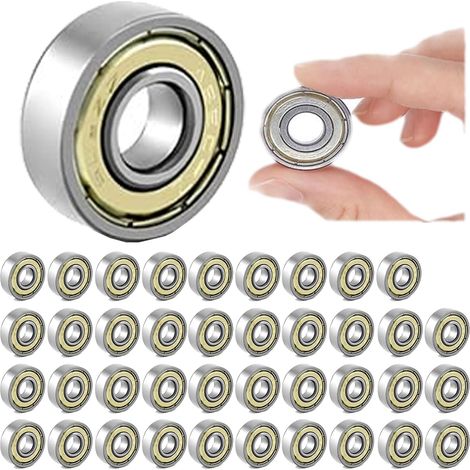 40 Pièces 608 ZZ Roulement a Bille, 8mmx22mmx7 mm Double Blindage roulements à Billes à Gorges Profondes, 608 ZZ Billes Roulements, pour Planches à roulettes, Scooters, Patins à Roues alignées (1/5)