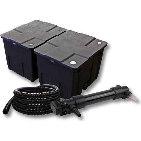 SunSun Kit complet: CBF-350B Filtre de bassin jusqu'à 60000 L Biologique, CUV-636 lampe uv UVC Clarificateur avec 36W, 5m Tuyau 25 mm (1")
