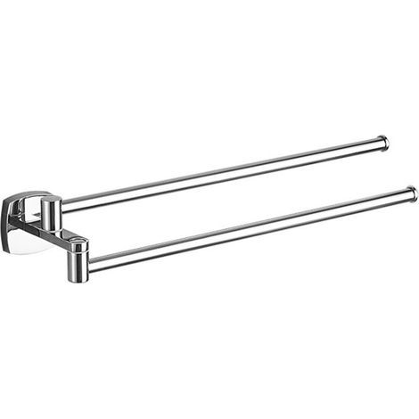 Porte-Serviettes pivotant chromé en Acier Inoxydable avec 2 Barres pivotantes (1/4)