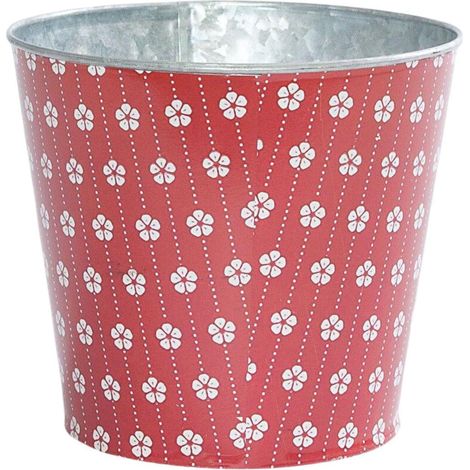 Portavaso in latta rossa con stampa a fiori, Ø15,5H13,5 cm (kit da 10) (1/2)