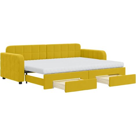 Maison Exclusive - Divano Letto Estraibile con Cassetti Giallo 80x200cm in Velluto