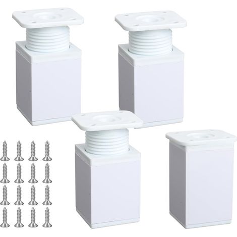 4 Pièces Pieds de Meuble Reglable 6 CM Carrés Blancs (1/5)