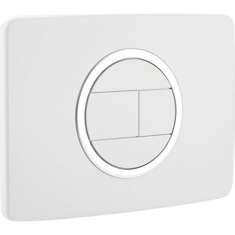 Plaque de déclenchement design EVO - bouton rectangulaire - double débit - Blanc, bague satinée - Nicoll
