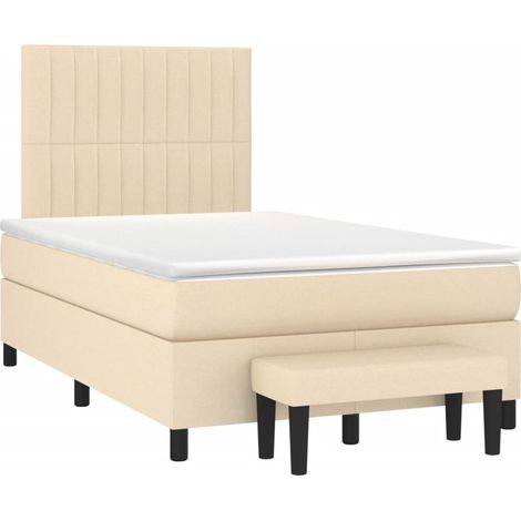 Maison Exclusive - Sommier à lattes de lit avec matelas crème 120x190 cm tissu