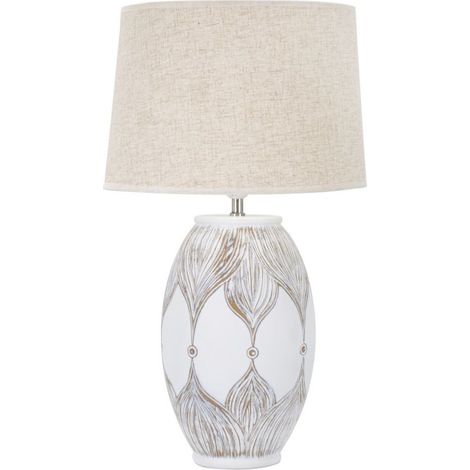 Lampe à Poser en Résine "Atene" 67cm Blanc & Naturel