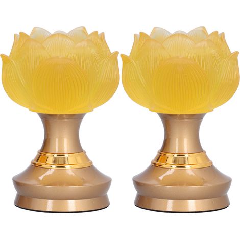 Lot de 2 lampes LED Lotus Bouddha, imitation émail coloré, lampe de prière pour la méditation à domicile, articles bouddhistes, prise australienne 100-240 V (1/5)