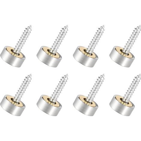 12mm Miroir Vis Cache Vis x 8PCS Brossé Inoxydable Acier Décoratif Capuchons Couvercle Attaches pour Décoratif Miroir et Signe Publicité Quincaillerie, [Argent] (1/4)
