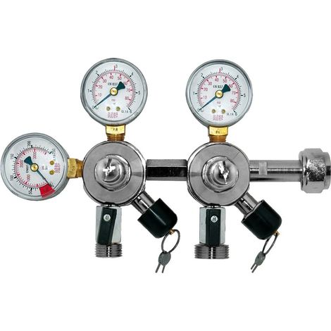Réducteur de pression CO2 avec 2 manomètres pour bière (3 bar, 3/4 pouce) et boissons non alcoolisées (7 bar, 1/2 pouce), manomètre bouteille 0-250 bar