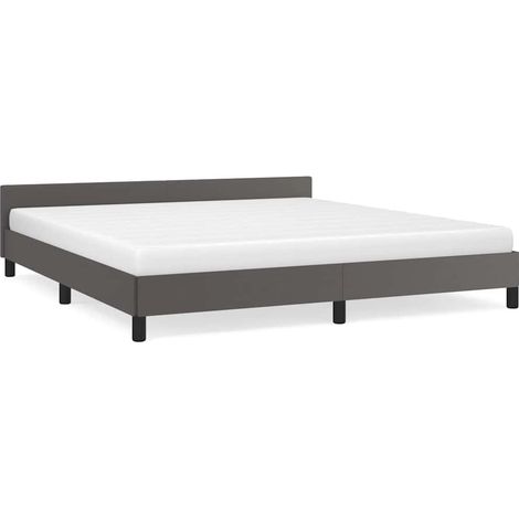 Maison Exclusive - Cadre de lit avec tête de lit sans matelas gris 160x200 cm (1/5)