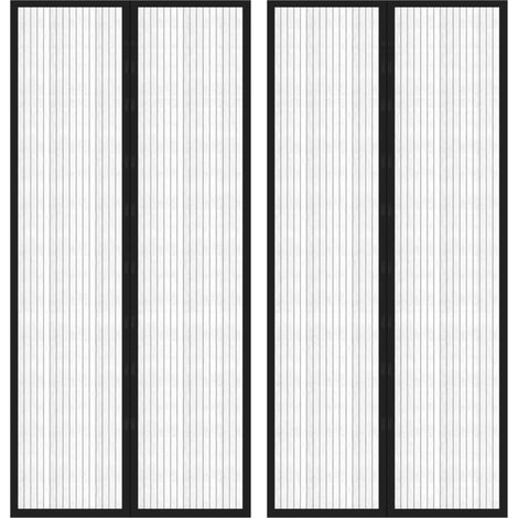 Fliegengitter-Türvorhänge 2 Stk. Magnet Schwarz 210x90 cm