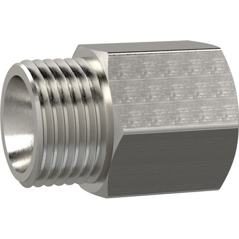 Riegler Reduziernippel, lang, G 1/4 a., G 1/8 i., SW 17, Edelstahl 1.4571 (1/3)