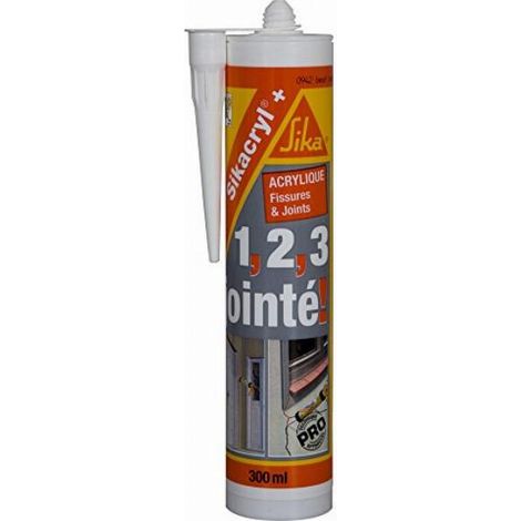 Sika 429643 sikacryl + mastice acrilico per muratura e Falegnameria – Bianco – Cartuccia di 300 ml (1/5)