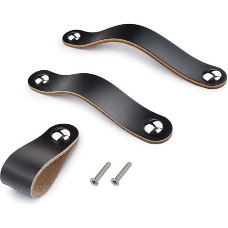 6 tiradores de cajón de cuero beige, pomos para armarios y cómodas hechos a mano, tiradores ajustables para puertas de cocina con tornillos, 22 mm, distancia entre orificios: 128 mm