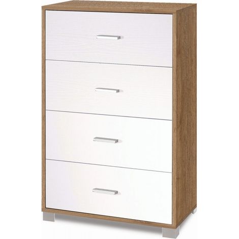 Mobile 4 Cassetti 70L x 41P x h112 – Finitura Legno Noce Stelvio e Bianco Fiammato – Sarmog (1/2)