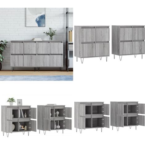 Sideboards 2 Stk. Grau Sonoma Holzwerkstoff - Schreibtisch - Wohnzimmermöbel - Sideboard - Regal - Grau - Home & Living (1/5)