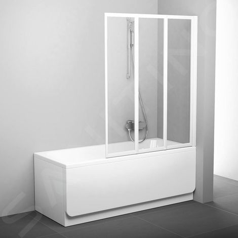 Ravak Supernova - Pare-baignoire rabattable en trois parties VS3 130, 1296x1400 mm, blanc/verre transparent 795V0100Z1 (1/3)