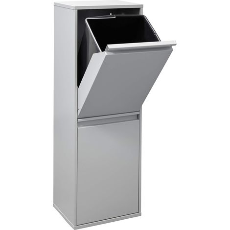 Poubelle de Recyclage Cuisine 2 Bacs 2 x 17 L (34 L) Tri Sélectif 2 Rangements Meuble-Poubelle en Acier avec 2 Seaux Sac à ordure gris (1/5)