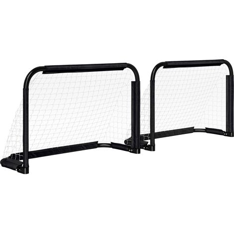But de football pliable lot de 2 en métal noir, pour jardin et entraînement, facile à monter, transportable, 90 x 36 x 60 cm, pour enfants et adultes CHICFURN (1/5)