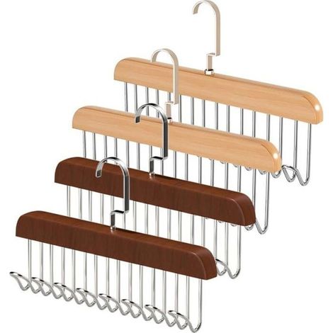 Online Store - Lot de 4 porte-manteaux antidérapants multi-crochets pour soutien-gorge, cintres en bois pour placard, cintres multifonctionnels (1/5)