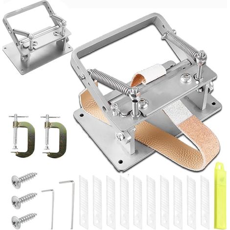 Machine à effiler manuelle,Machine de Pelle en Cuir Bricolage,Manuel en Cuir Skiver Pelle Machine de Peau,Avec 3 vis de fixation,10 lames remplaçables et 2 clés hexagonales Pour cuir tanné (1/5)