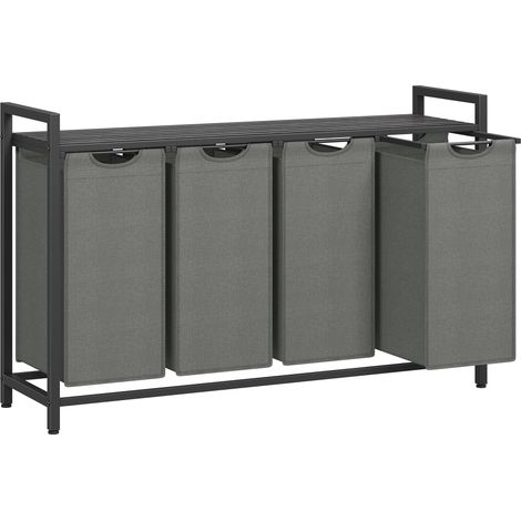 Vasagle – Panier à linge 4 compartiments – 4 sacs amovibles en tissu Oxford 40 L – Dimensions 116 x 33 x 72 cm – Gris ardoise et anthracite