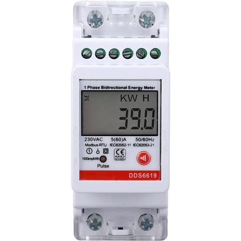 Compteur D'énergie Bidirectionnel monophasé, Montage sur Rail DIN Comm AC230V 5A, Surveillance en Temps Réel pour Système PV (1/5)