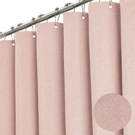 Tende da doccia in tessuto, tende da doccia in poliestere pesante con trama effetto lino, tende da doccia impermeabili e decorative per bagni di lusso (1/3)