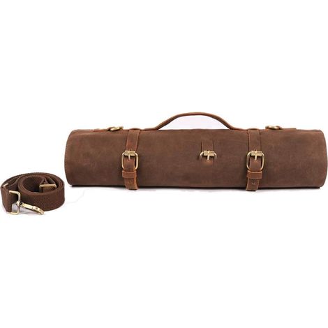 Sac Roulant Couteaux - 1 Pochette - Toile Cirée - 11 Compartiments - Chef Et Étudiant - Camel (1/5)