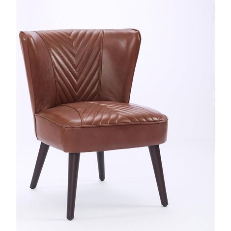 Fauteuil en Cuir véritable,Chaise d'accent Moderne - Structure en Bois d'hévéa Massif - Fauteuil Lounge sans accoudoirs - Salon, Chambre à Coucher, Cuisine (1/5)