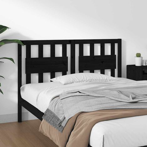 Tête de lit noire 145,5 x 4 x 100 cm en bois de pin massif avec soutien dorsal - PANGIVO (1/5)