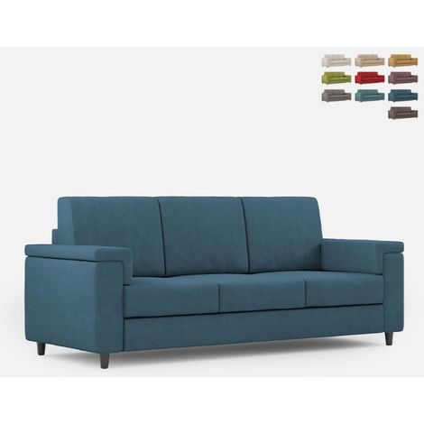 Sofá 3 plazas tapizado 208 cm estilo moderno salón Marrak 180 - Azul Marino (1/5)