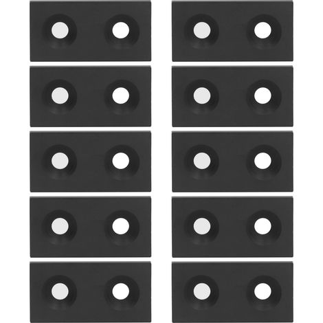 10 pièces Embouts de profilé aluminium 3060 double trous noir, plaques de couverture en métal alliage, pièces linéaires mobiles (1/5)