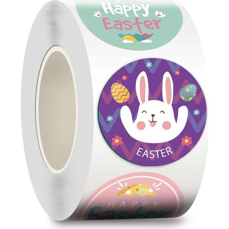 500x Hasenaufkleber „Frohe Ostern“ – Etikettenaufkleber für Geschenkboxen, Karten und Umschläge