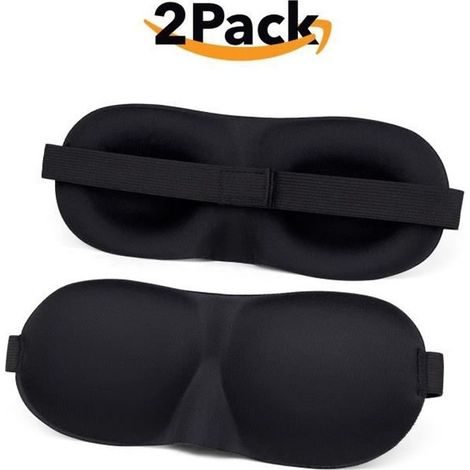 Masque de nuit - Novidia - 3D - Lot de 2 - Anti lumière - Lanière réglable - Confortable (1/4)