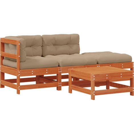 Garden Lounge Set 4 pcs Wax Brown Solid Pine Wood vidaXL (1/5)