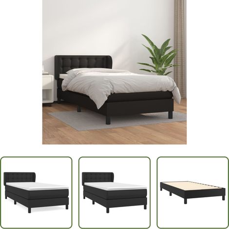 Matratze - Boxspringbett mit Matratze Schwarz 90x190 cm Kunstleder (1/5)