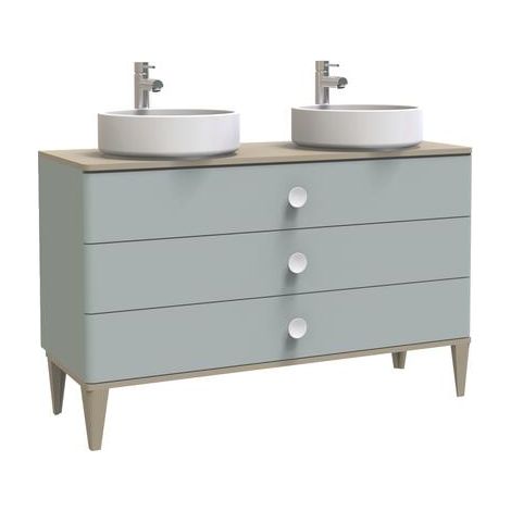 ONDEE ZEN - Meuble de salle de bain à poser NEMOO plan à poser - L120cm - Vert d'eau - Laqué (1/6)